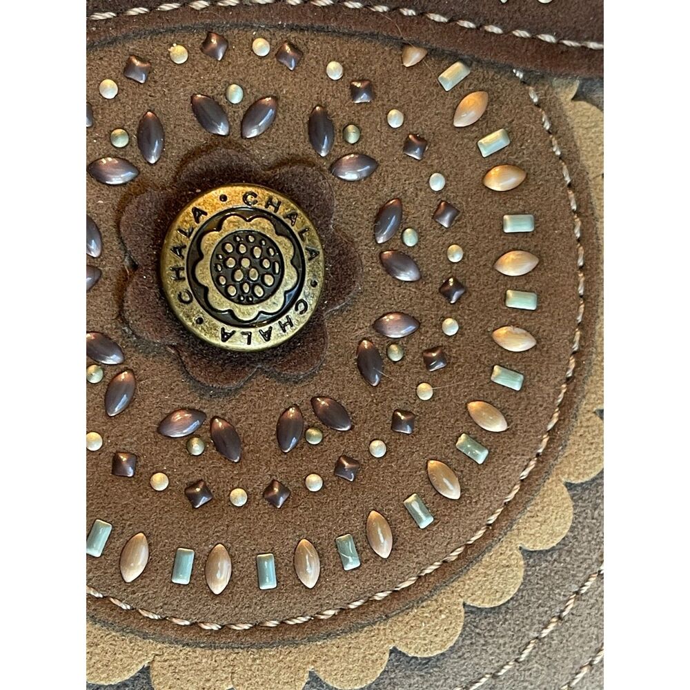 CHALA SAFARI COLLECTION OWL BIRD DOUBLE POCKET CELL PHONE CROSSBODY BAG-Brown - Picture 5 of 13